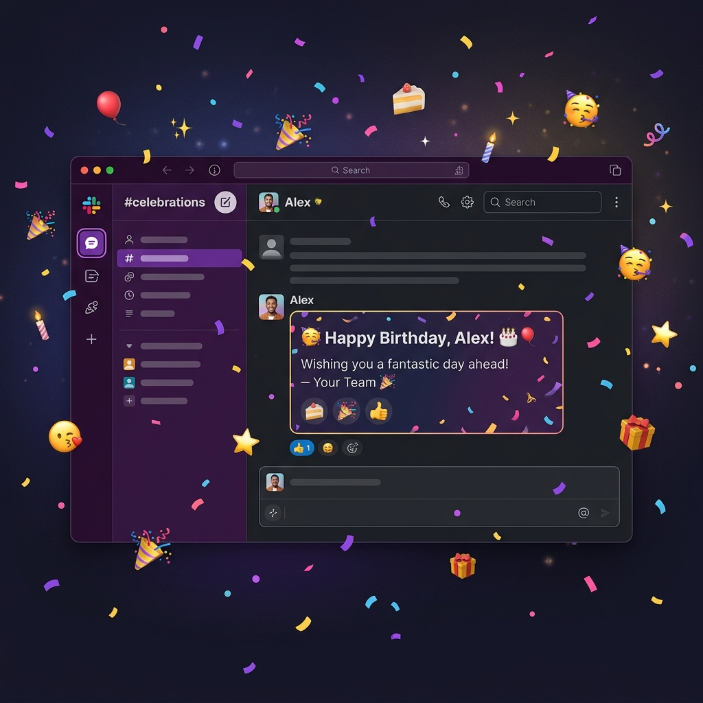 Slack birthday bot sending celebration messages