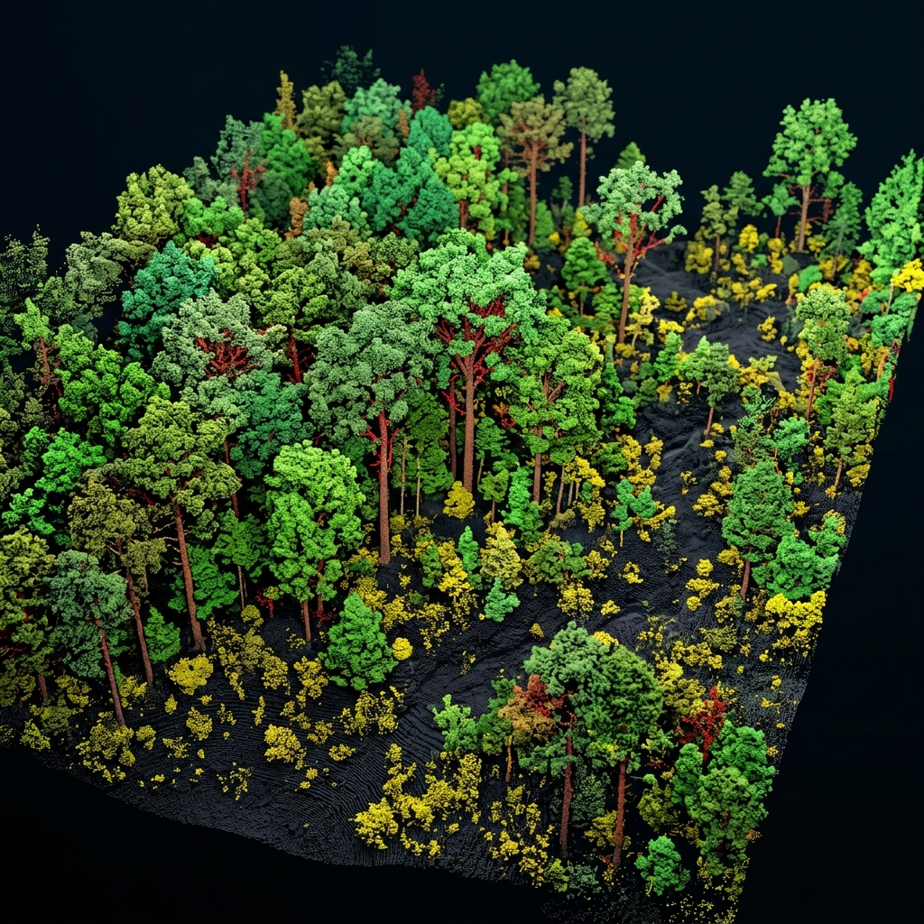 3D forest point cloud segmentation visualization